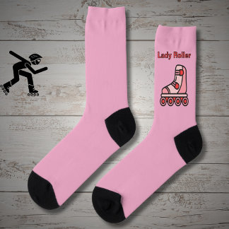Chaussette Lady Roller, patinage rose en ligne sur rose