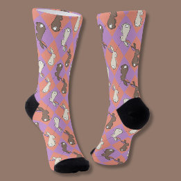 Chaussette Lapin Mignon Rose et Violet Argyle Pastel
