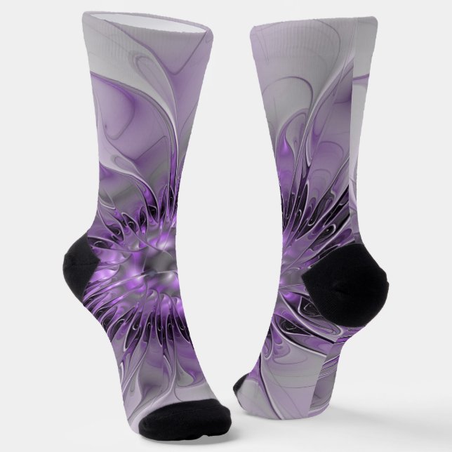 Chaussette Lavender Flower Dream Modern Abstract Fractal Art (Angulaire)