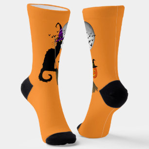 Chaussette Le Chat Noir Sorcière d'Halloween