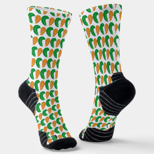 Chaussette Le cœur de la nature Feuilles vertes et brunes 