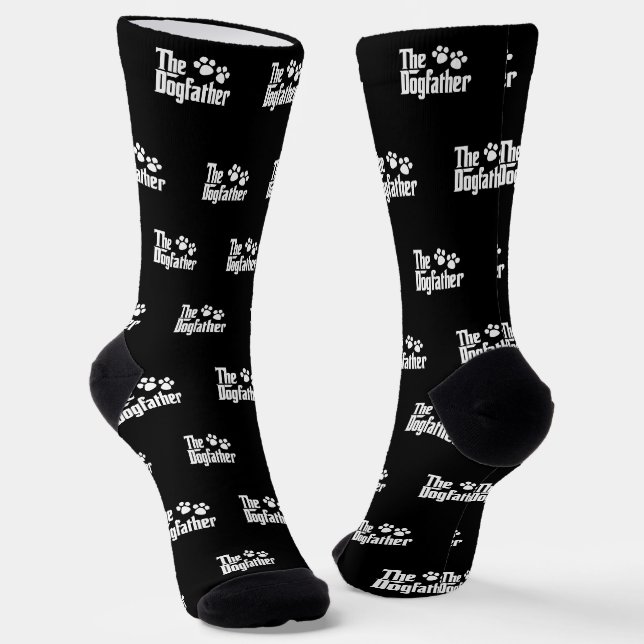 Chaussette Le Dogfather noir et blanc s'amuse en disant nouve (Angulaire)
