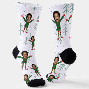 Chaussette Le visage et le nom de l'enfant Elf Christmas Funn