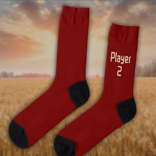 Chaussette Lecteur 2 en beige sur rouge profond