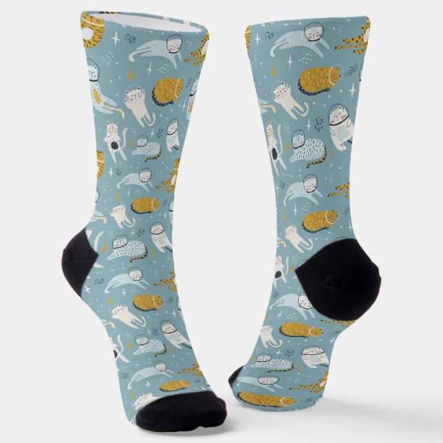 Chaussette Les chats mignons dans l'espace idiot conviennent  (Angulaire)