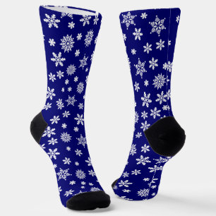 Chaussette Les flocons de neige sur le Noël bleu
