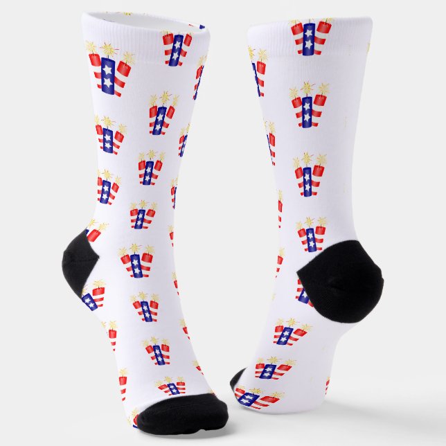 Chaussette Les pétards 4 juillet Célébration (Angulaire)