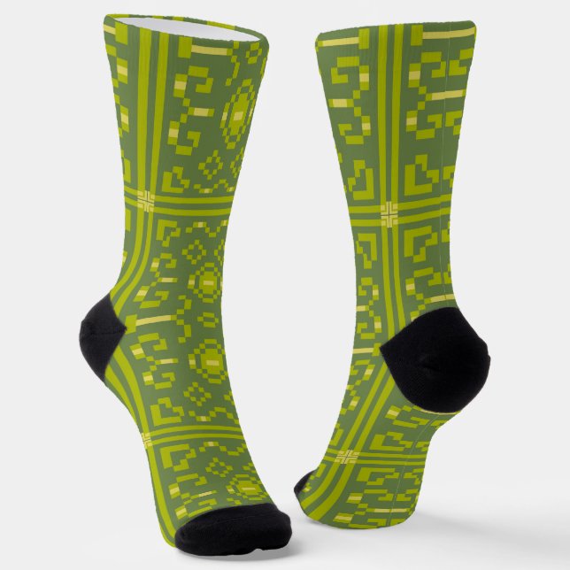 Chaussette Les pixels jaunes et verts jouent des formes géomé (Angulaire)