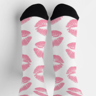 Chaussette Lèvres Roses, Motif De Lèvres, Rouge Rose, Baiser