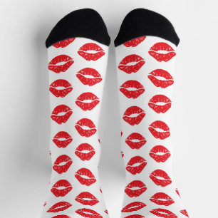 Chaussette Lèvres Rouges, Rouge À Lèvres, Baiser, Motif Des L