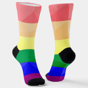 Chaussette LGBT drapeau arc-en-ciel lignes motif de maillage 