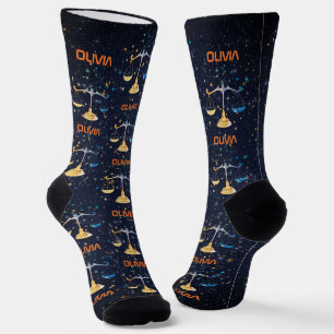 Chaussette Libra Constellation Zodiac Aquarelle Étoiles Galax