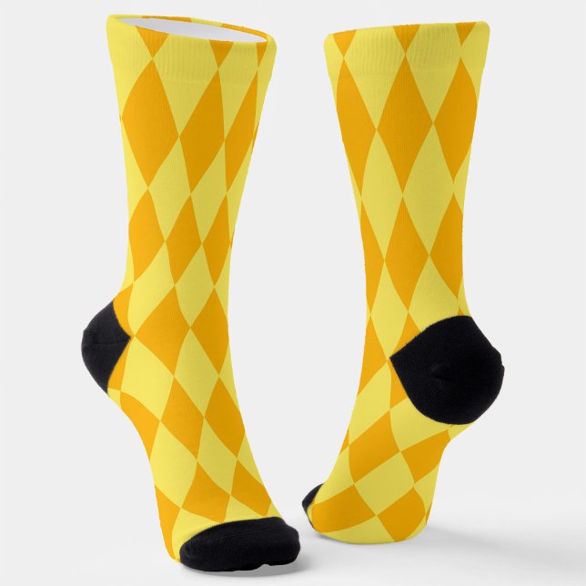 Chaussette Light and Dark Yellow Harlequin Diamonds Checkers  (Créateur téléchargé)