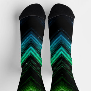 Chaussette Lignes de galaxie vert aqua métallisé scintillante