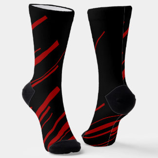 Chaussette Lignes diagonales en rouge et noir