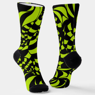 Chaussette Lime psychédélique motif vert et noir