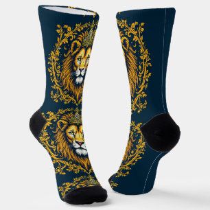 Chaussette Lion Tête de Chaussettes Brillantes Avec Couronne 