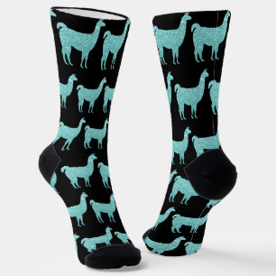 Chaussette Llama Léger Turquoise Éclaboules motif noir