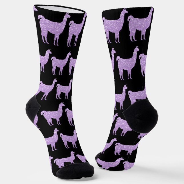 Chaussette Llama Lumière Violet Épercées motif noir (Angulaire)