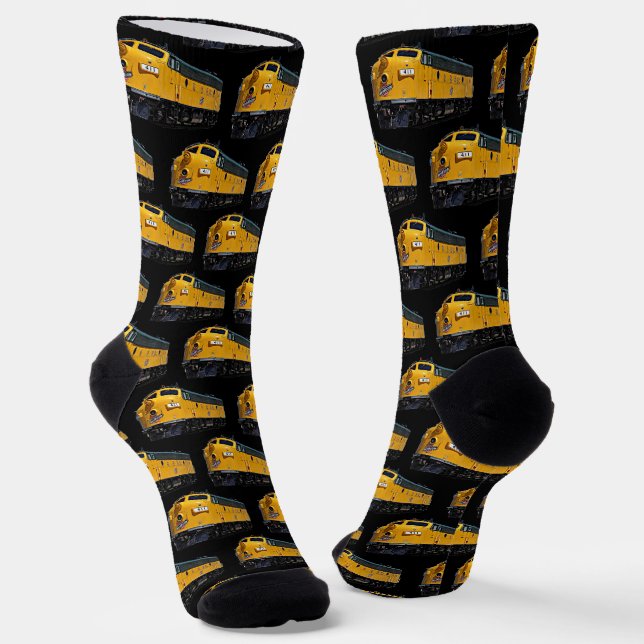 Chaussette Locomotive de train diesel jaune en noir (Angulaire)