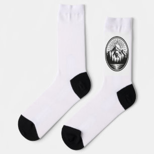 Chaussette Logo Aventure Montagne Badge Camping Extérieur