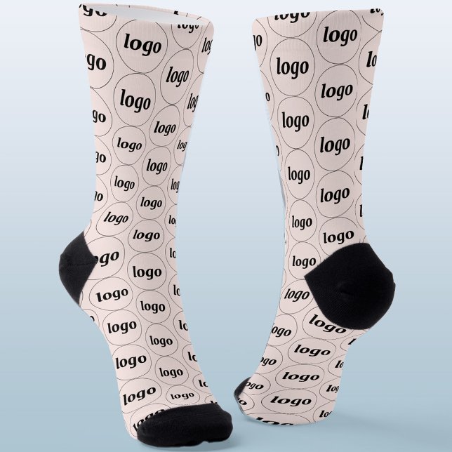Chaussette Logo simple Motif d'entreprise rose pâle (Simple logo pattern business promotional branding socks)
