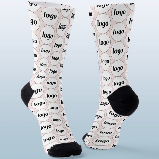 Chaussette Logo simple Motif d'entreprise rose pâle (Simple logo pattern business promotional branding socks)