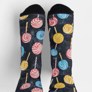 Chaussette Lollypop Candy Chalk Dessin Motif noir