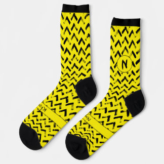 Chaussette Loud Chevron Black and Yellow Name Initials