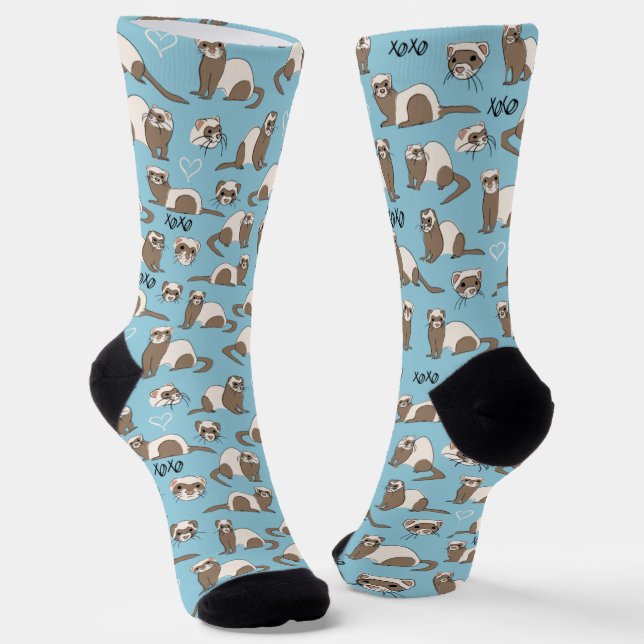 Chaussette Love Ferrets - Chaussettes Bleues (Angulaire)