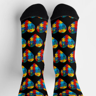 Chaussette Love Heart Puzzle Sensibilisation sur l'autisme d'