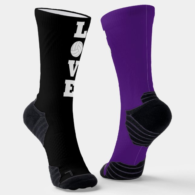 Chaussette LOVE Volleyball Joueur Personnalisé Couleurs d'équ (Angulaire)