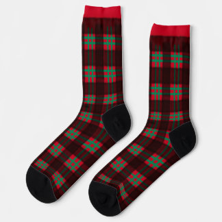 Chaussette Lumber Jack Red and Green Plaid Pattern Squares