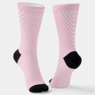 Chaussette Lumière personnalisée bébé pastel rose blanc pois 