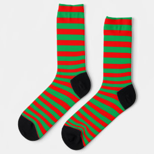 Chaussette Lutin rayé rouge et vert vif
