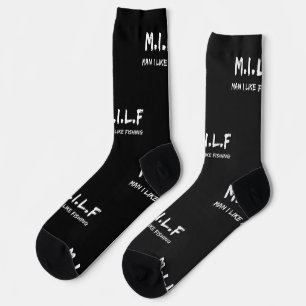 Chaussette M.I.L.F. Homme J'aime la pêche, idée cadeau de nou