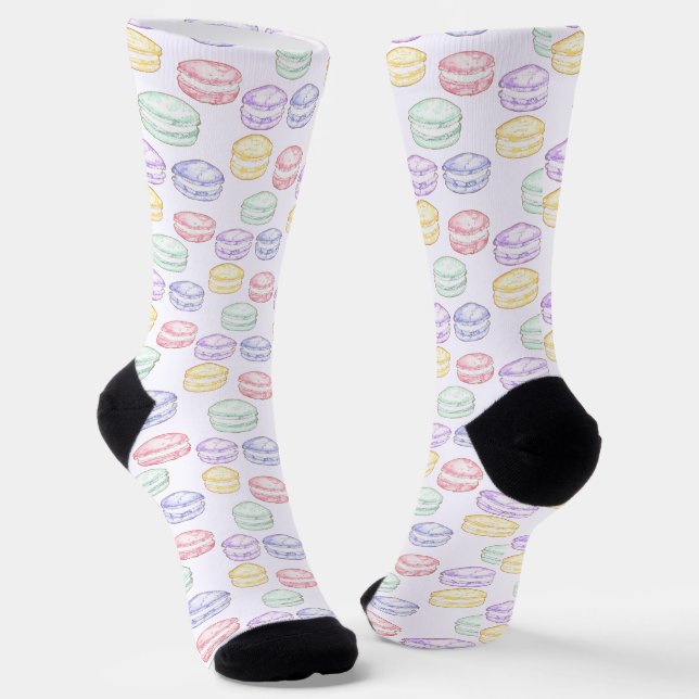 Chaussette Macarons français à l'aquarelle (Angulaire)