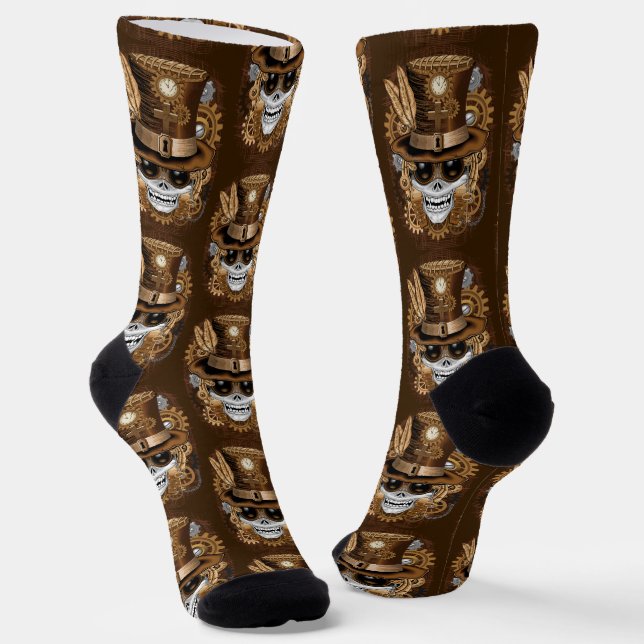 Chaussette Machine rétro Voodoo à vapeur crâne (Angulaire)