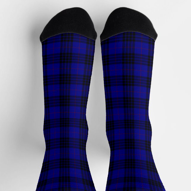 Chaussette MacKay tartan bleu noir plaid (Haut)