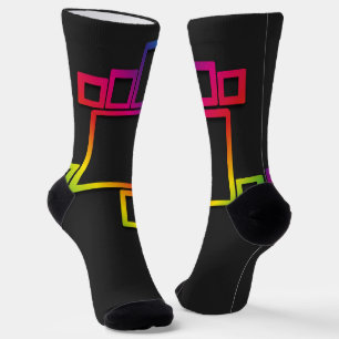 Chaussette Magnifique Carrés colorés sur noir n° 1