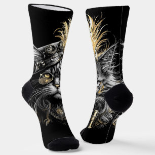 Chaussette Magnifique chat steampunk