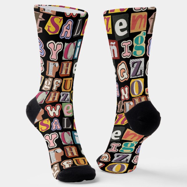 Chaussette Magnifique lettrage coloré Hommes noirs (Angulaire)