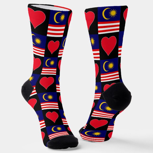 Chaussette Malaisie Drapeau de coeur Motif amusant Malaysian  (Angulaire)