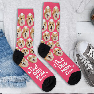 Chaussette MAMAN CHIEN Motif Rose Chic Personnalisé Photo de