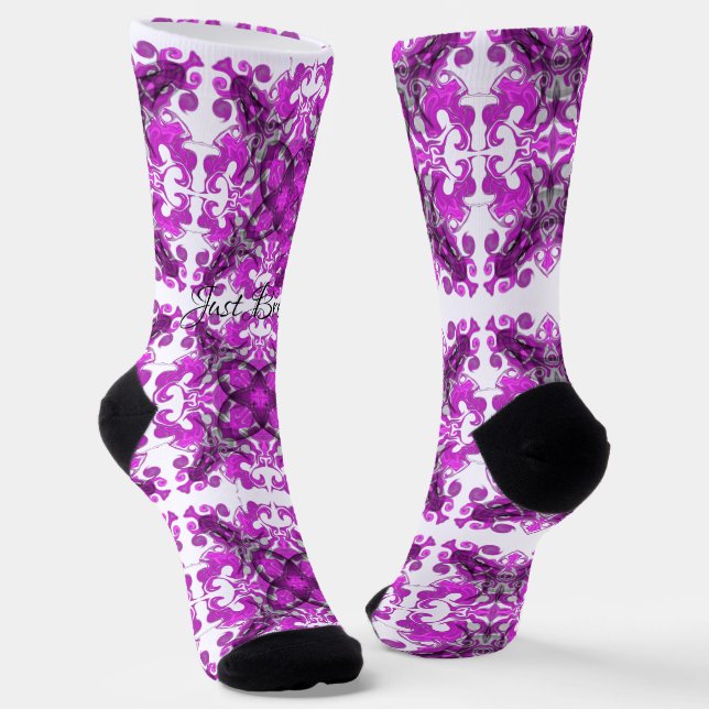 Chaussette mandala rose Abstrait, papillon psychédélique (Angulaire)
