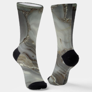 Chaussette Marbre Gris avec Veine d'Or