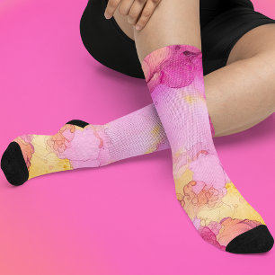 Chaussette Marbre rose et jaune