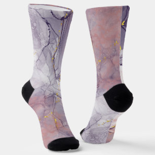 Chaussette Marbre Violet et Or