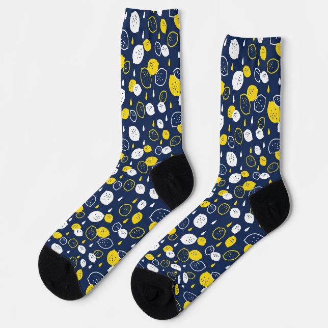 Chaussette Marine Blue Lemon Art - Refresh Citrus Design (Gauche)