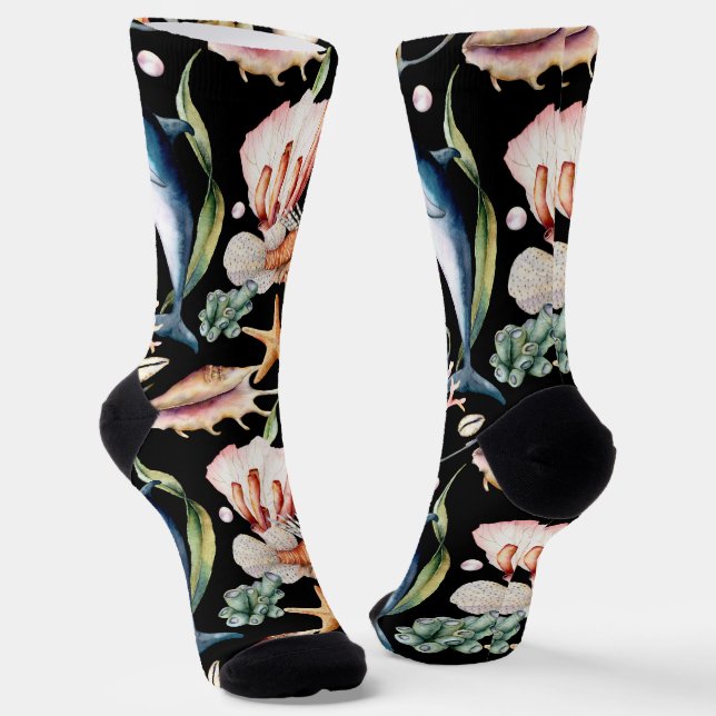 Chaussette Marine Vie Dolphins Seahors Motif de plage (Angulaire)